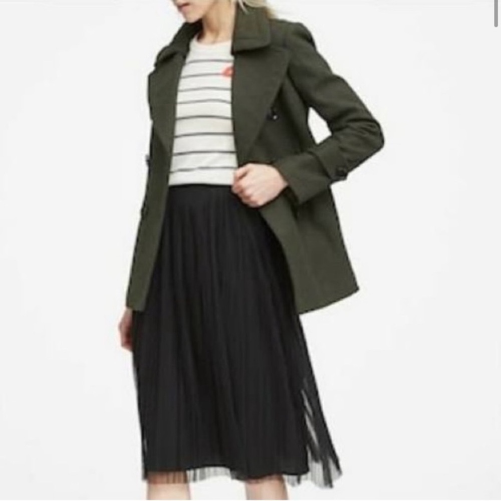 Banana Republic Pleated Tulle Midi Skirt Navy 4P